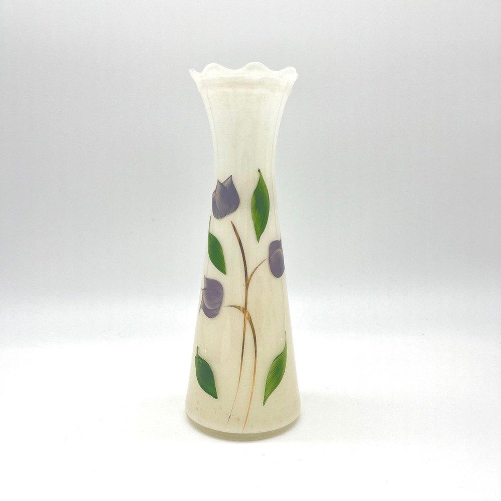 Ivory Floral Vase with Ruffled Edge Home Decor Bud Vase Flower Holder